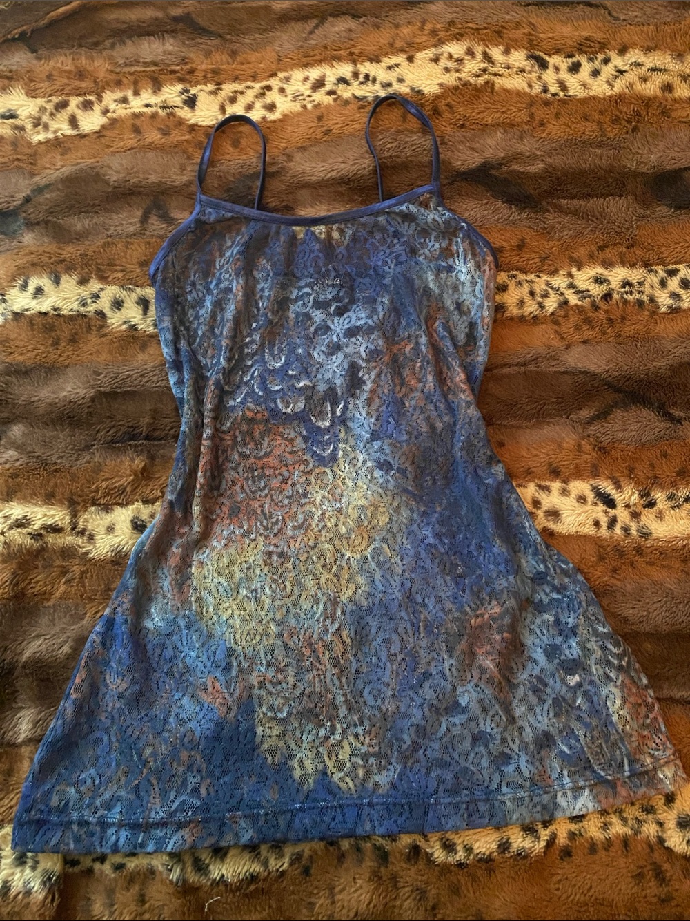 Wet Seal Blue Multi Lace Trim Cami Tank Top